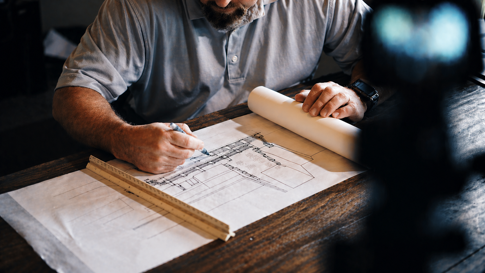 Architect drafting plans